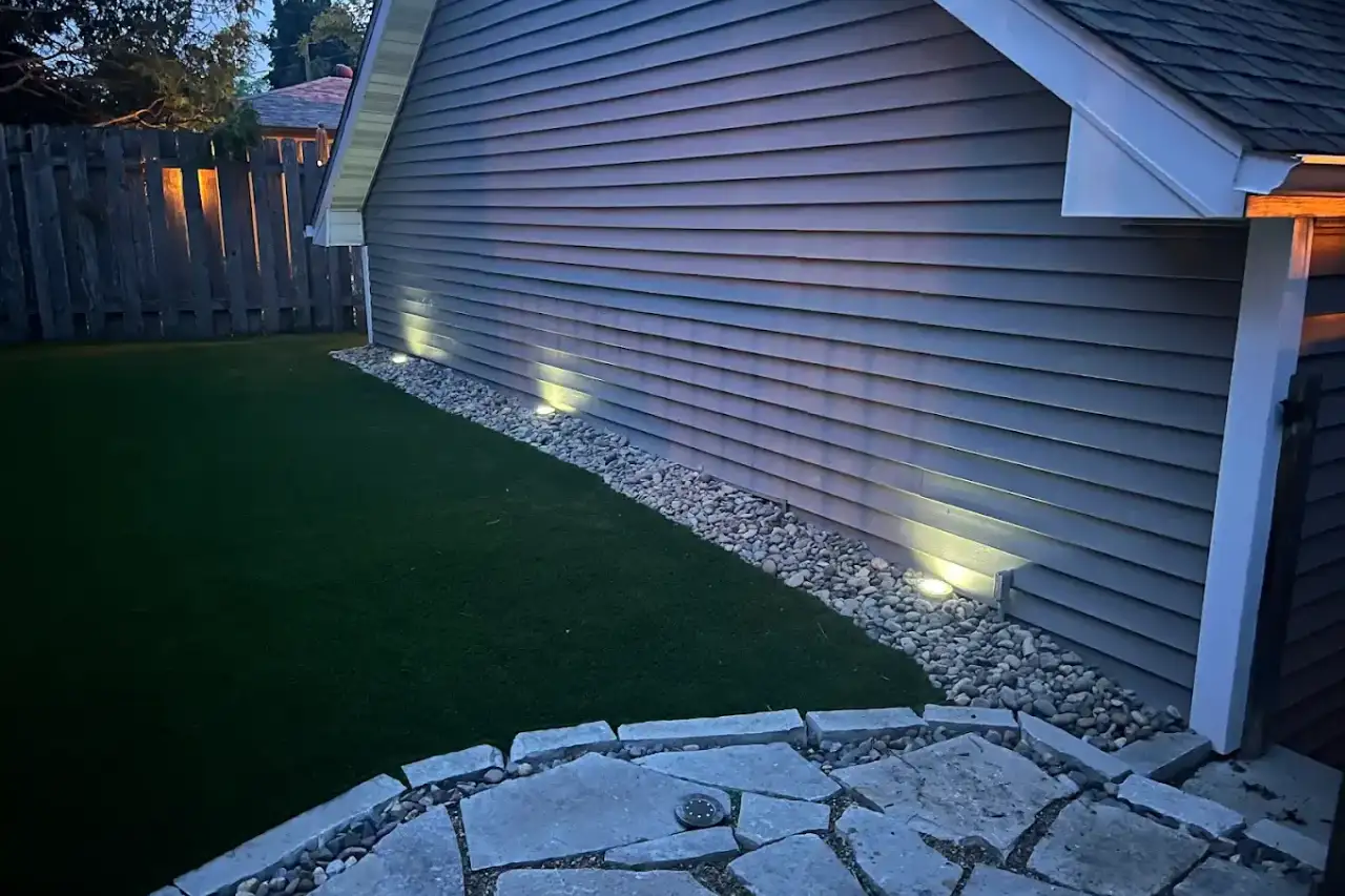 Artificial turf and landscape lighting installation in St. Albert