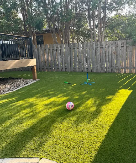 Lush green artificial turf lawn