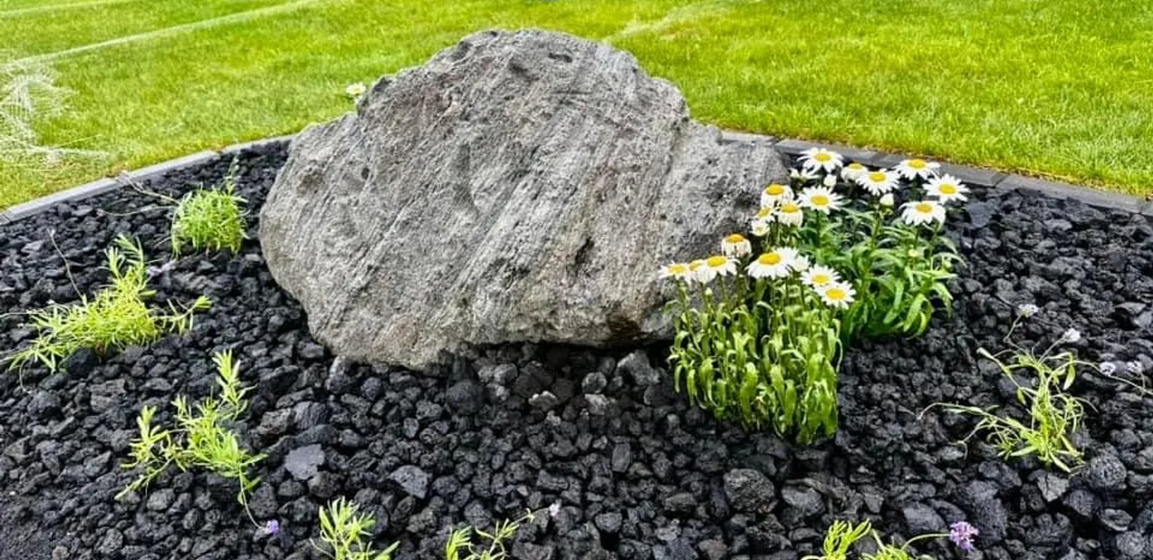 Retaining wall and rock installation in Edmonton