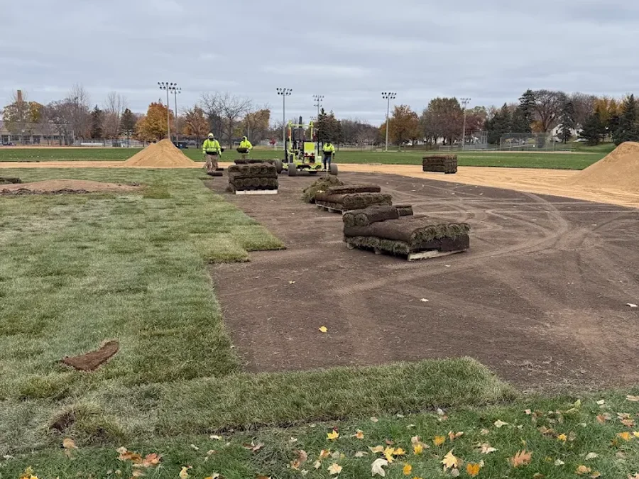Commercial sod installation after final grading in Edmonton
