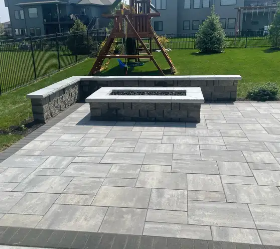 Fire feature and patio construction in Windermere Edmonton