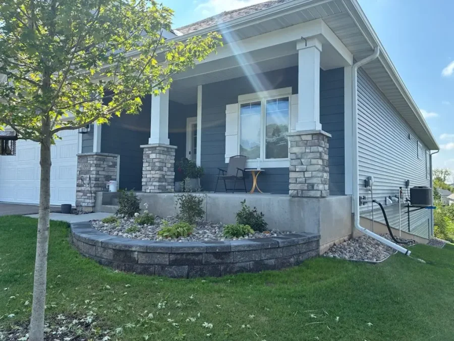 Front yard garden wall installation in Edmonton