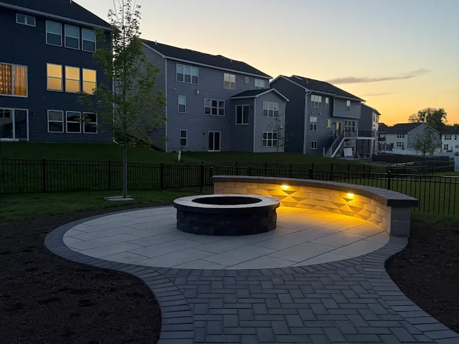 Front yard landscape design with mulch and shrubs in Edmonton