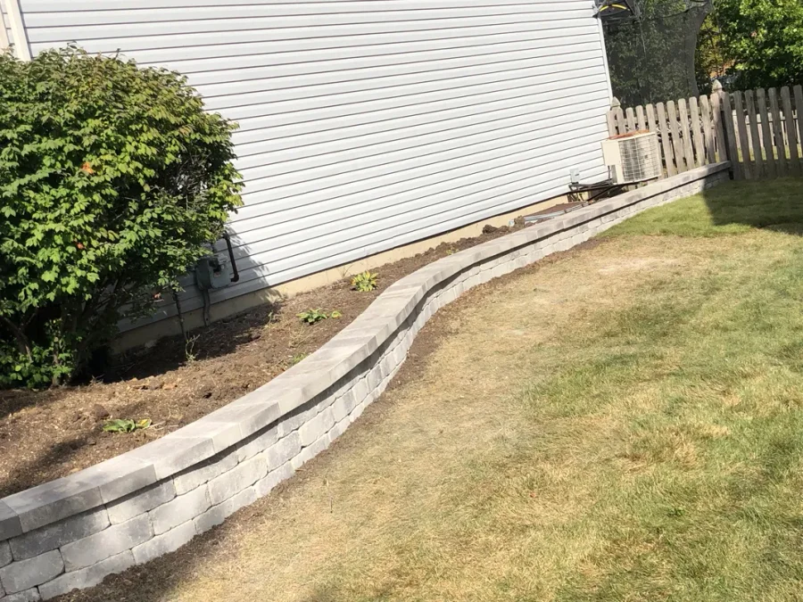 Garden bed with retaining wall in Edmonton