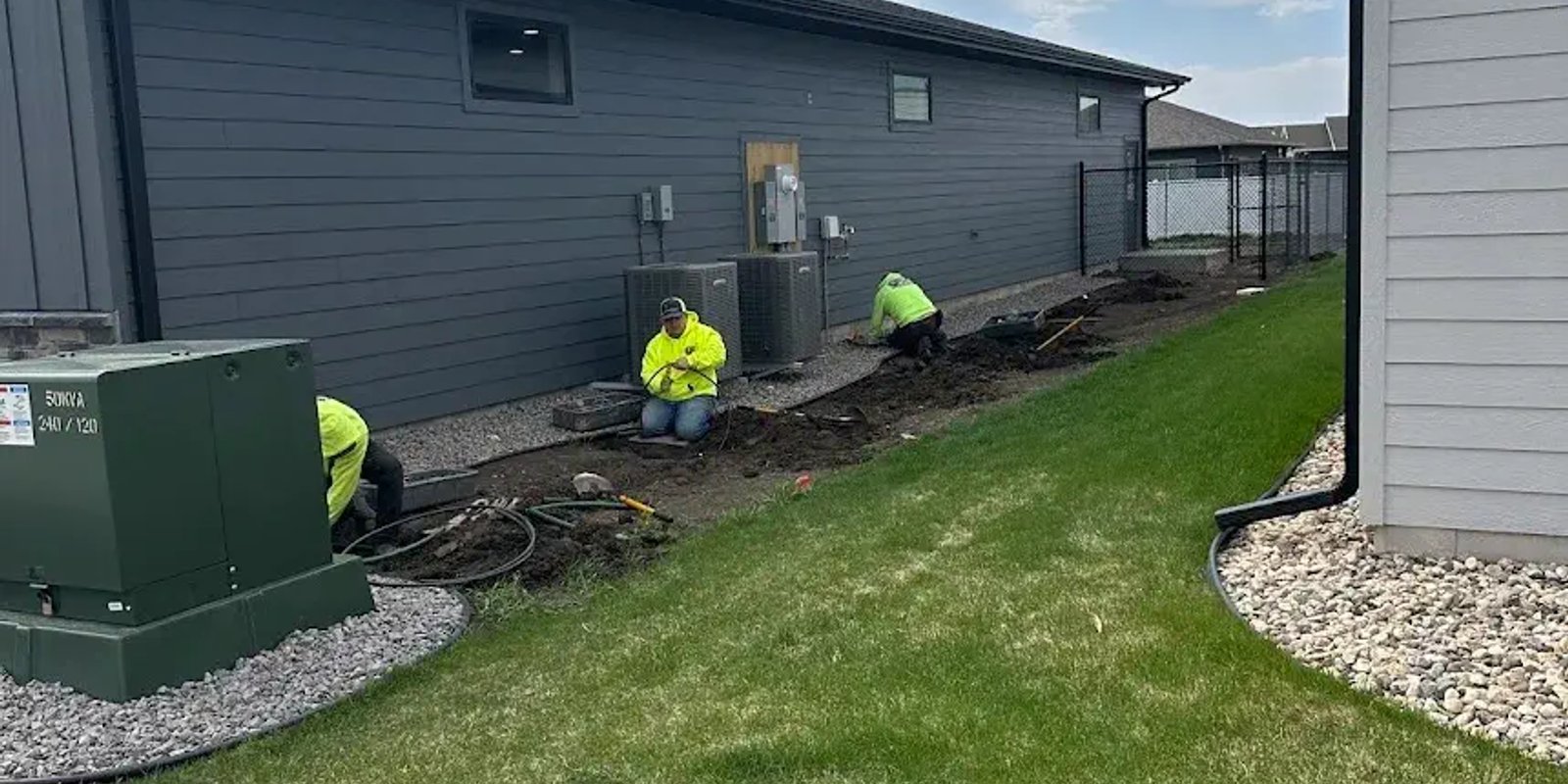 Professional landscaping crew in Edmonton