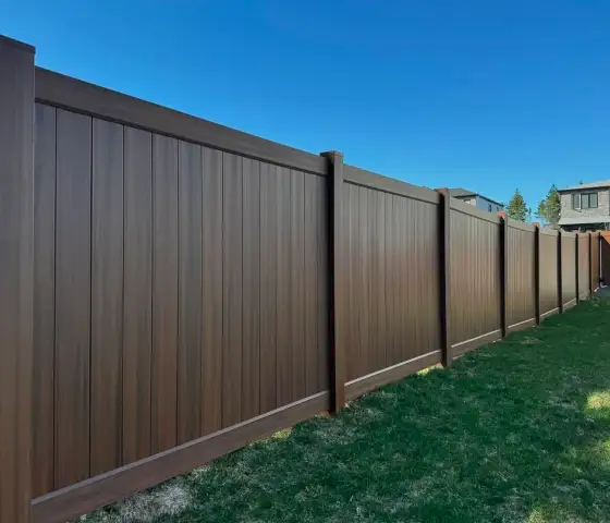 Modern vinyl privacy fence installed in Edmonton.