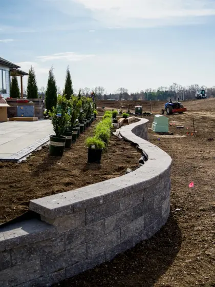 commercial retaining wall installation